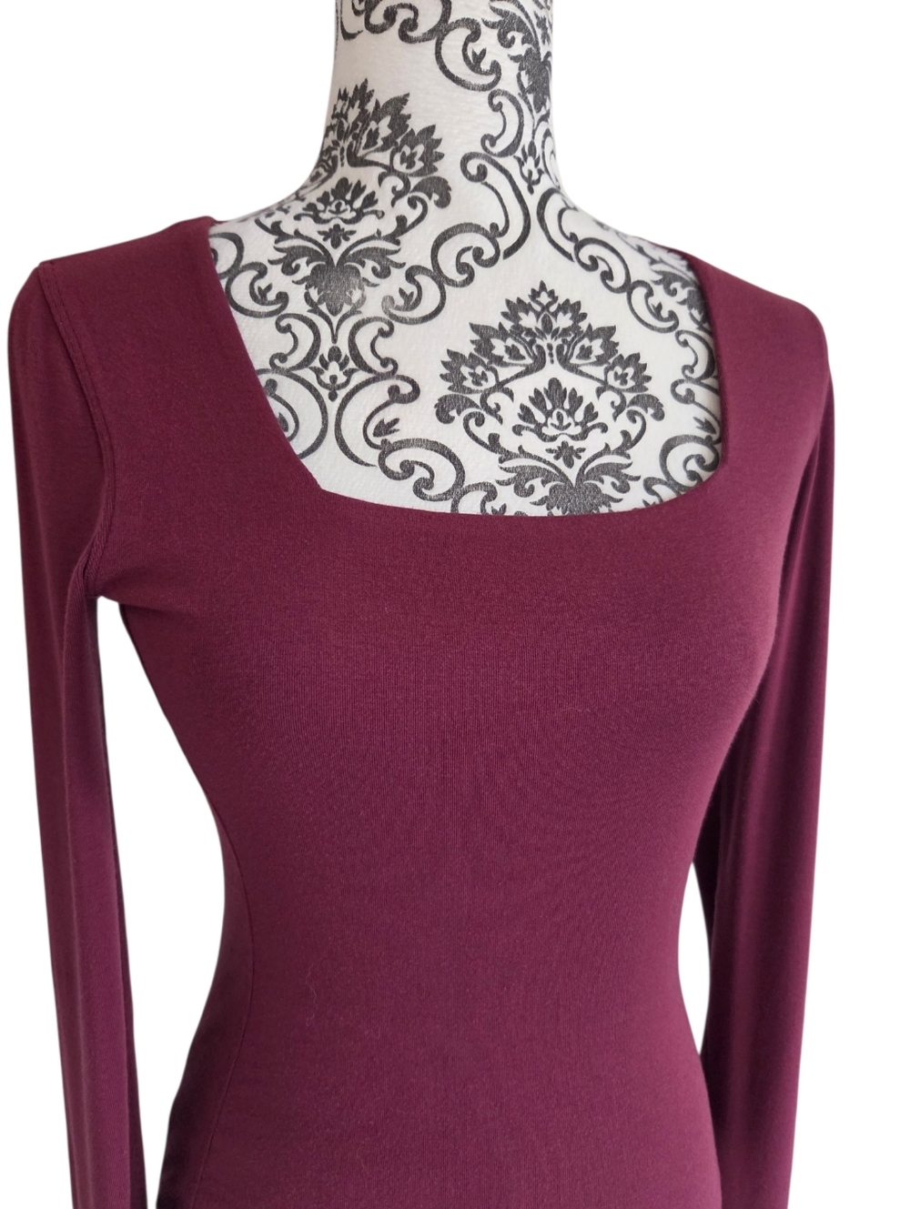 Kit and Ace Kit Square Neck Bodysuit Women Medium Burgundy - Picture 5 of 12